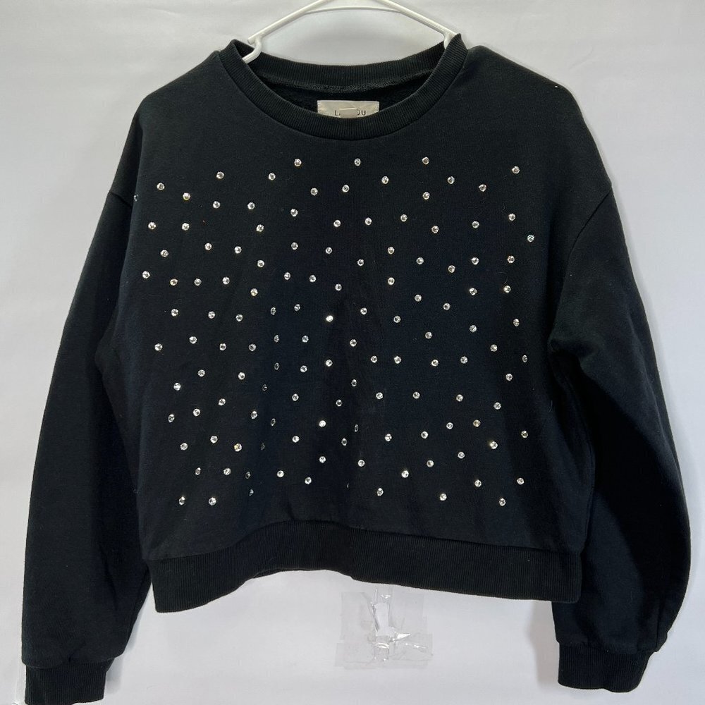 LABIJOU Silver Star Studded Crewneck Sweater Girls Size Small